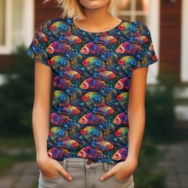 PREORDER due June 2025 Rainbow Fish Jersey Fabric £16.50pm - Image 2