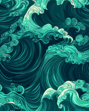 PREORDER due June 2025 Wooshing Waves Jersey Fabric £16.50pm