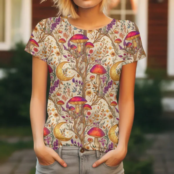 Witchy Mushroom Forest Jersey Fabric £16.50pm - Image 3