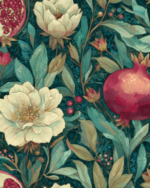 PREORDER due July 2025 Pomegranate Flowers Jersey Fabric £16.50pm