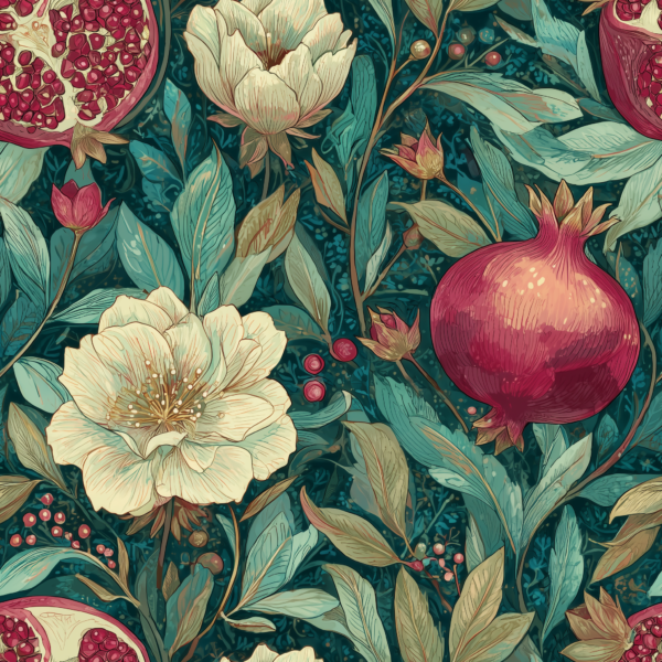 PREORDER due July 2025 Pomegranate Flowers Jersey Fabric £16.50pm