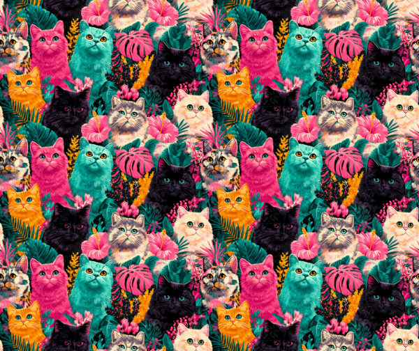 PREORDER due July 2025 Vibrant Cats Jersey Fabric £16.50pm - Image 2