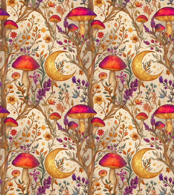 PREORDER due July 2025 Witchy Mushroom Forest Jersey Fabric £16.50pm - Image 5