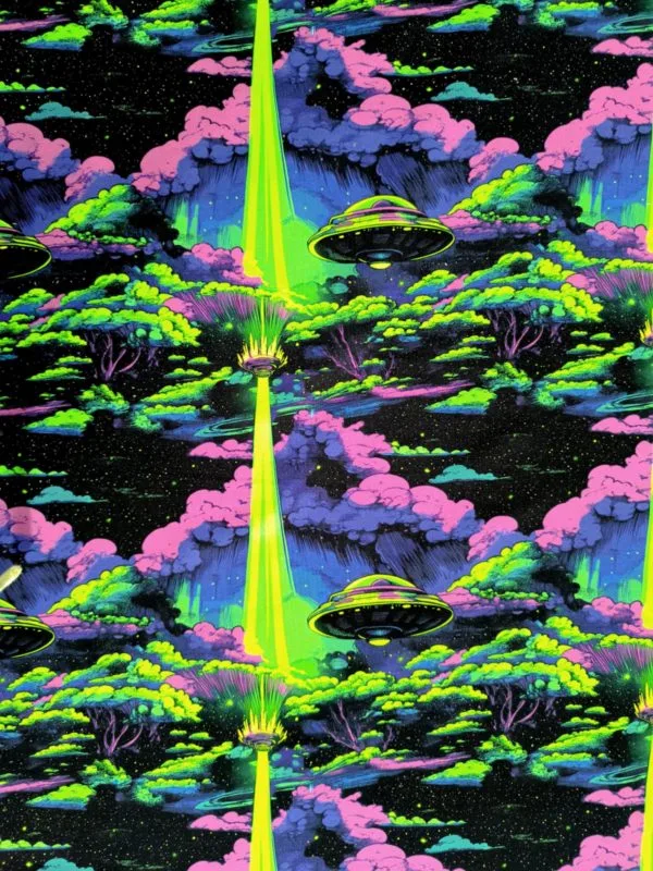 Purple Alien Spaceship French Terry Fabric £18pm - Image 6
