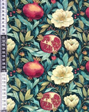 Pomegranate Flowers Jersey Fabric £16.50pm