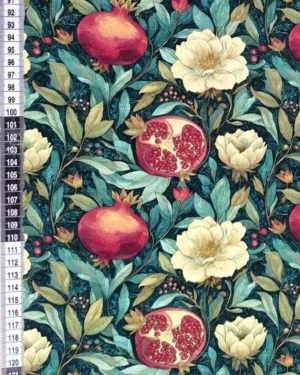 Pomegranate Flowers Jersey Fabric £16.50pm