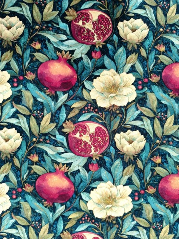 Pomegranate Flowers Jersey Fabric £16.50pm - Image 5