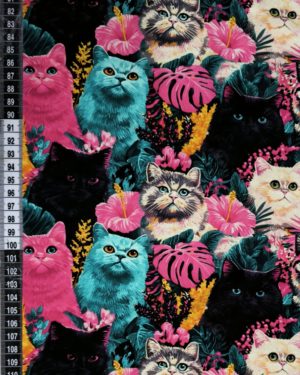 Vibrant Cats Jersey Fabric £16.50pm