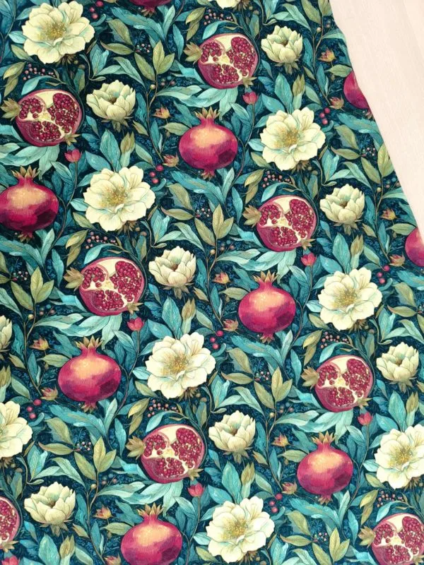 Pomegranate Flowers Jersey Fabric £16.50pm