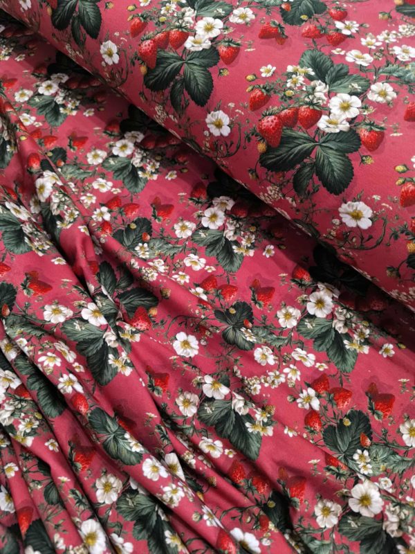 Pink Strawberry Jersey Fabric £16.50pm