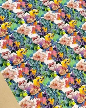 Watercolour Floral Blooms Jersey Fabric £16.50pm