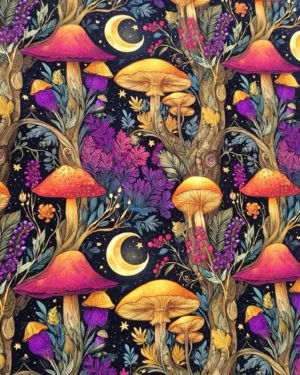 Fairy Mushroom French Terry Fabric £18pm