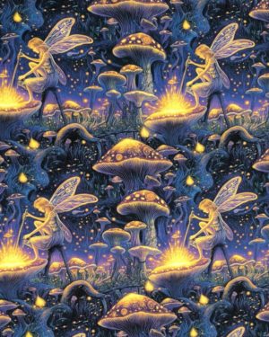 Magic Mushroom Fairy French Terry Fabric £18pm