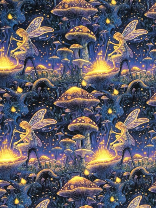 Magic Mushroom Fairy French Terry Fabric £18pm