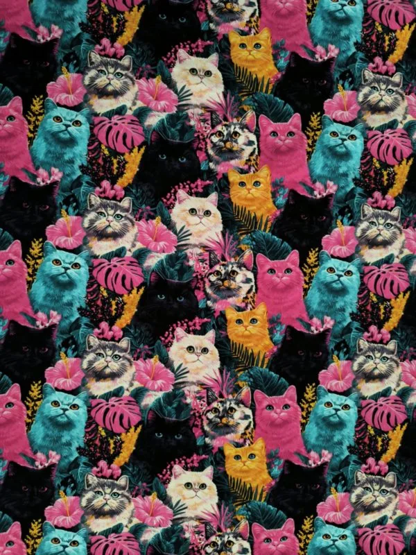 Vibrant Cats Jersey Fabric £16.50pm - Image 5