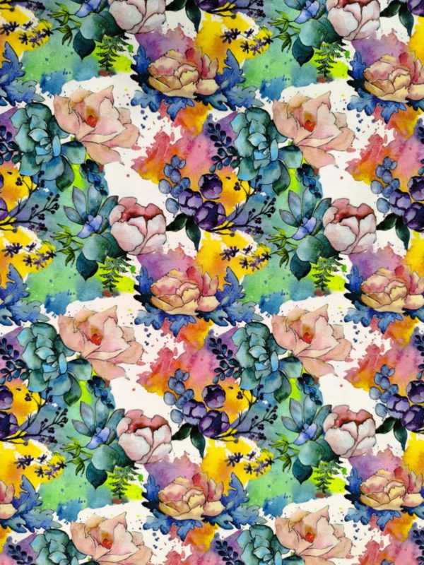 Watercolour Floral Blooms Jersey Fabric £16.50pm - Image 4