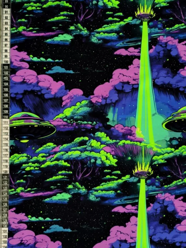 Purple Alien Spaceship French Terry Fabric £18pm - Image 2