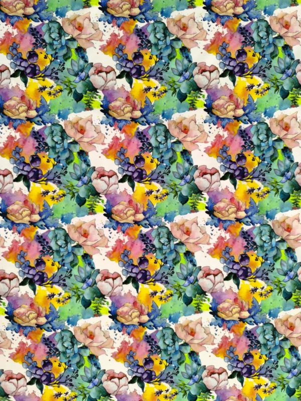 Watercolour Floral Blooms Jersey Fabric £16.50pm - Image 5