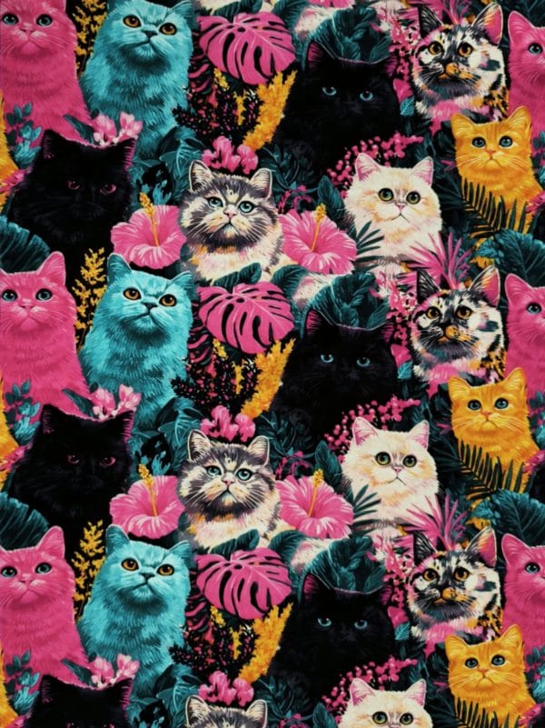 Vibrant Cats Jersey Fabric £16.50pm - Image 6