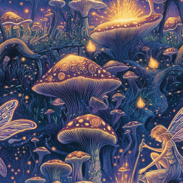 PREORDER Due August 2025 Magic Mushroom Fairy French Terry Fabric £18pm