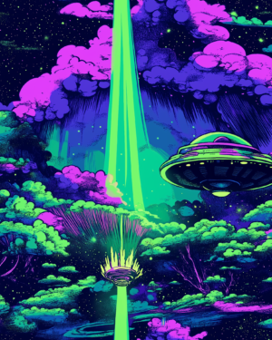 PREORDER Due August 2025 Purple Alien Spaceship French Terry Fabric £18pm