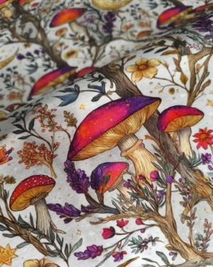 Witchy Mushroom Forest Jersey Fabric £16.50pm