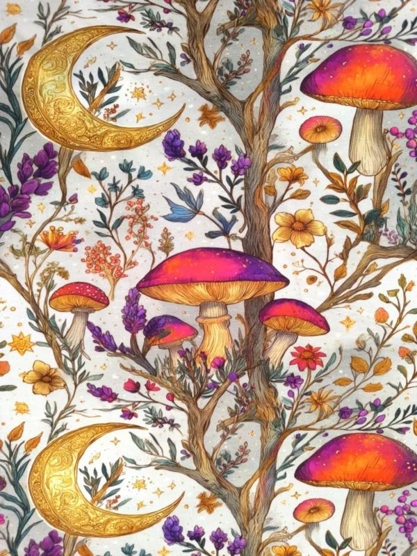 Witchy Mushroom Forest Jersey Fabric £16.50pm - Image 7