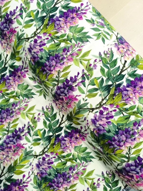 Wisteria Flower Jersey Fabric £16.50pm
