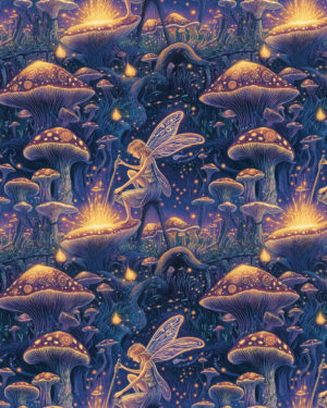 PREORDER Due August 2025 Magic Mushroom Fairy Jersey Fabric £16.50pm