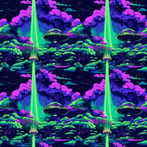 PREORDER Due August 2025 Purple Alien Spaceship French Terry Fabric £18pm - Image 5