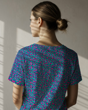 PREORDER Due September 2025 Blue Pink Leopard Jersey Fabric £16.50pm