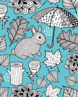 PREORDER Due September 2025 Blue Bunny Forest Jersey Fabric £16.50pm