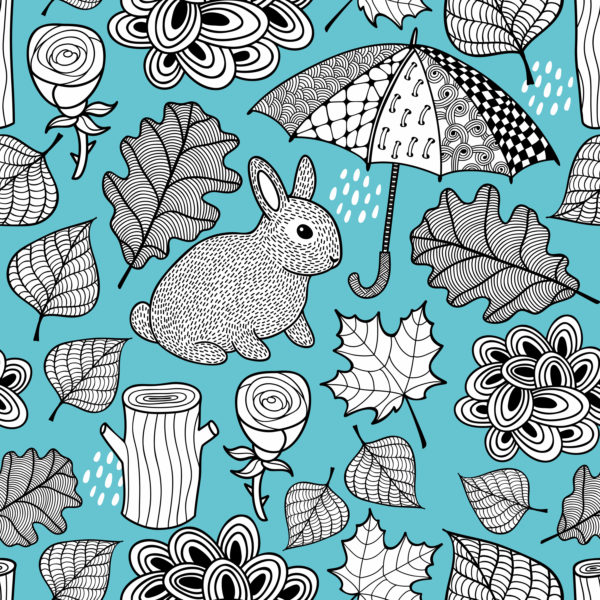 PREORDER Due September 2025 Blue Bunny Forest Jersey Fabric £16.50pm