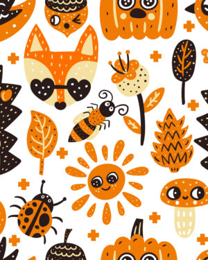PREORDER Due September 2025 Autumn Forest Animals French Terry Fabric £18pm