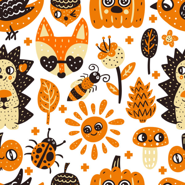 PREORDER Due September 2025 Autumn Forest Animals French Terry Fabric £18pm