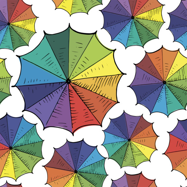 PREORDER Due September 2025 Rainbow Umbrella Jersey Fabric £16.50pm