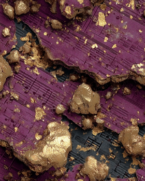 PREORDER Due September 2025 Purple Gold Music Jersey Fabric £16.50pm