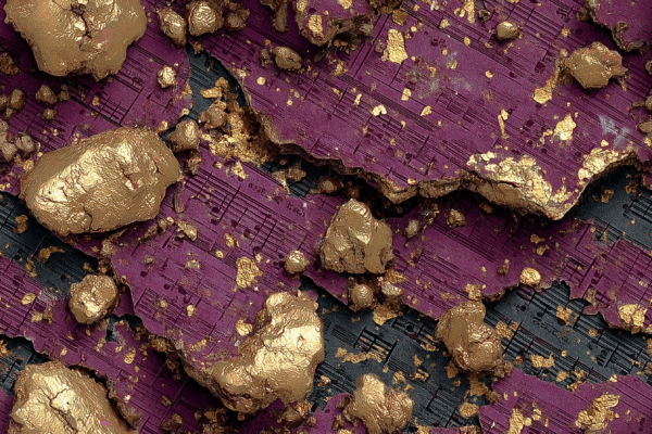 PREORDER Due September 2025 Purple Gold Music Jersey Fabric £16.50pm
