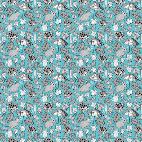PREORDER Due September 2025 Blue Bunny Forest Jersey Fabric £16.50pm - Image 3