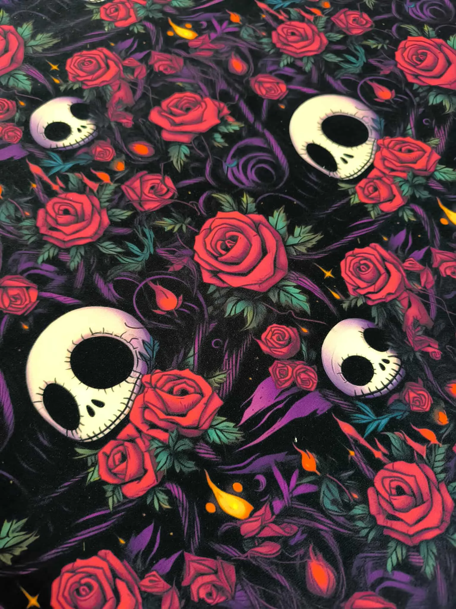 1.2m Piece Rose Skulls French Terry Fabric £18pm - Image 3