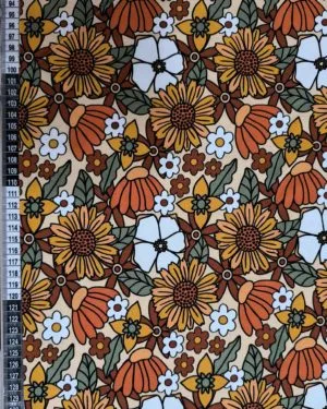 Retro Flowers French Terry Fabric £18pm