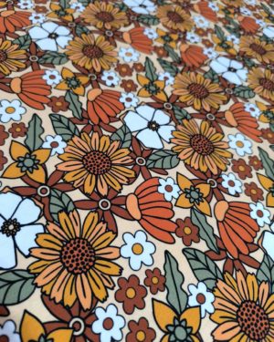 Retro Flowers French Terry Fabric £18pm