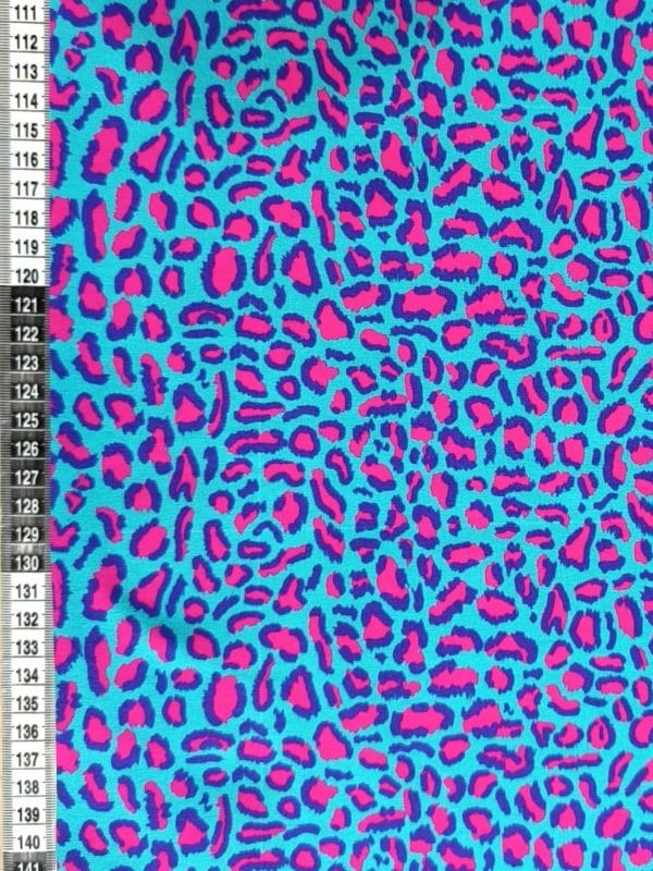 2.35m Piece Blue Pink Leopard Jersey Fabric £16.50pm - Image 2