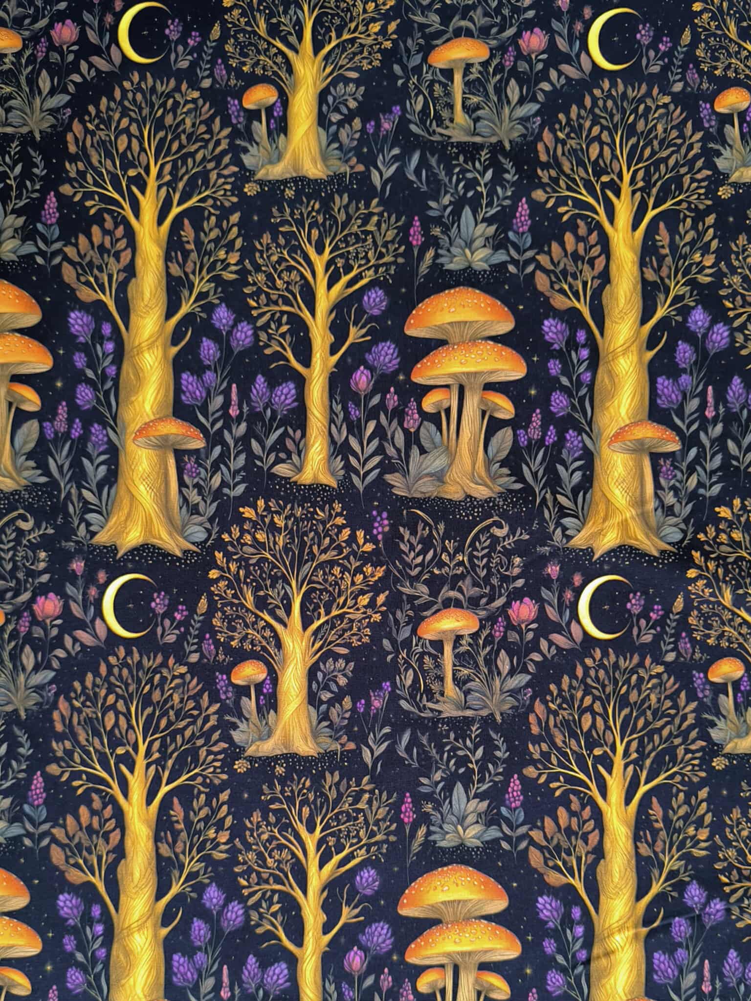 Purple Gold Music Jersey Fabric £16.50pm 3