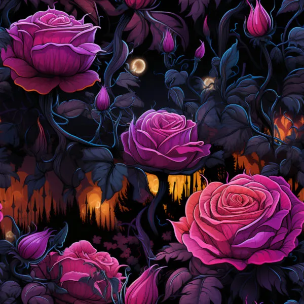 Dark Roses Halloween Jersey Fabric £16.50pm