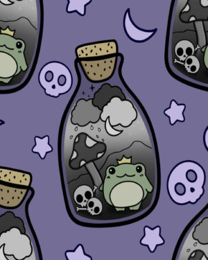 Frog Potions Halloween Jersey Fabric £16.50pm