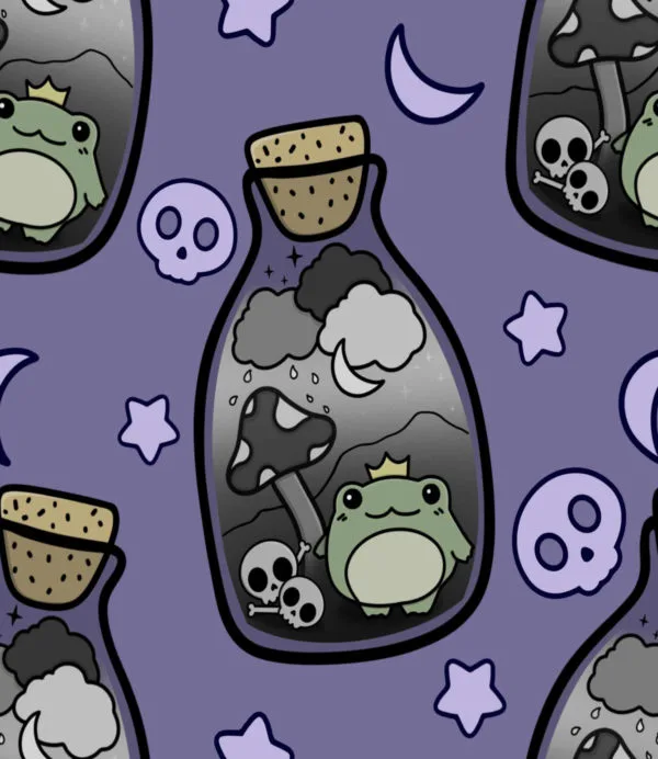 Frog Potions Halloween Jersey Fabric £16.50pm