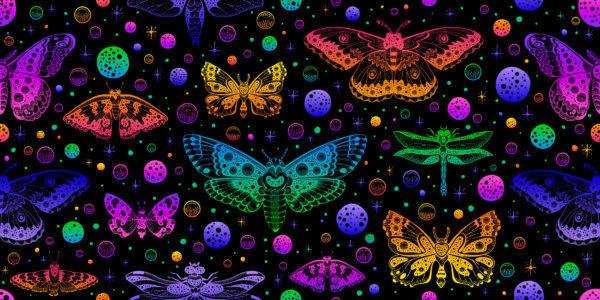 Neon Moth Halloween Jersey Fabric £16.50pm