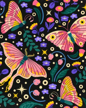 Pink Luna Moth Halloween Jersey Fabric £16.50pm