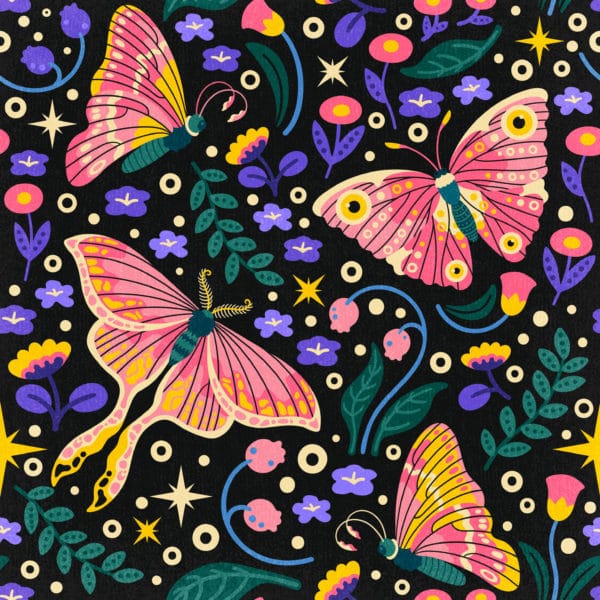Pink Luna Moth Halloween Jersey Fabric £16.50pm